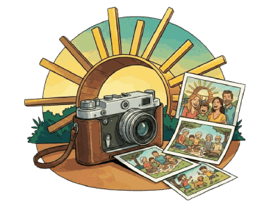 Cámara y fotos de recuerdo