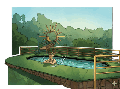 Disfrutando la piscina